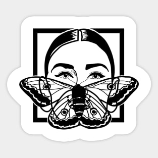 Vintage Woman Moth Face Sticker